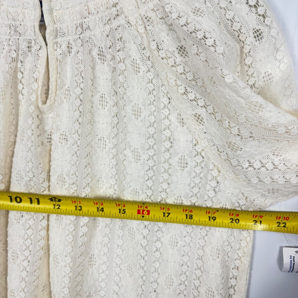 Old Navy Women Creme Lace Smocked Mock Neck Keyhole Long Sleeve NWT Blouse Sz M - Picture 14 of 14